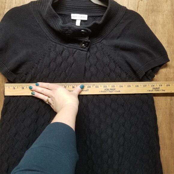 Fashion Bug Womans Size XL Black Short Sleeve Sweater Neck Buttons - Picture 6 of 7